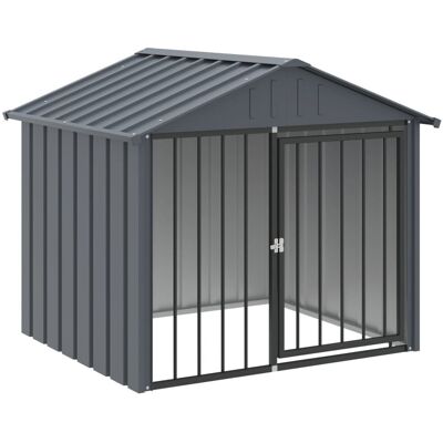 Vidaxl Buda Dla Psa, Z Dachem, Czarna, 117X103X102 cm, Stal Vidaxl Buda Dla Psa, Z Dachem, Czarna, 117X103X102 cm, Stal