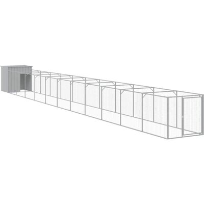 vidaXL Domek dla psa z wybiegem - Stal, Jasnoszary, 110x1221x110 cm - Domek dla psa vidaXL Domek dla psa z wybiegem - Stal, Jasnoszary, 110x1221x110 cm - Domek dla psa