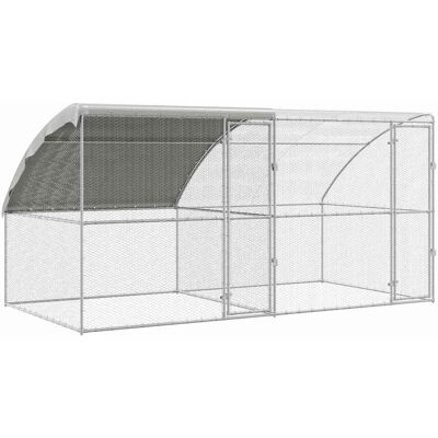 vidaXL Klatka dla kur Srebrny 400 x 200 x 198.5 cm Stal galwanizowana vidaXL Klatka dla kur Srebrny 400 x 200 x 198.5 cm Stal galwanizowana