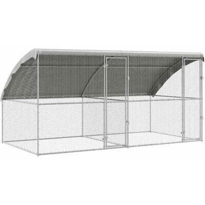 vidaXL Klatka dla kur Srebrny 400 x 200 x 198.5 cm Stal galwanizowana vidaXL Klatka dla kur Srebrny 400 x 200 x 198.5 cm Stal galwanizowana