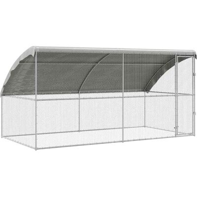 vidaXL Klatka dla kur Srebrny 400 x 200 x 198.5 cm Stal Galwanizowana vidaXL Klatka dla kur Srebrny 400 x 200 x 198.5 cm Stal Galwanizowana