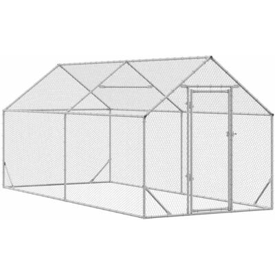 vidaXL Klatka dla kur Srebrny 400x170x177 cm Stal Galwanizowana vidaXL Klatka dla kur Srebrny 400x170x177 cm Stal Galwanizowana