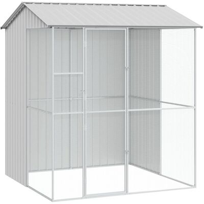 vidaXL Klatka dla ptaków Szara 215x210x247 cm Stal vidaXL Klatka dla ptaków Szara 215x210x247 cm Stal