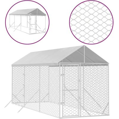 vidaXL Kojec dla psa, z dachem, srebrny, 2x6x2,5 m, stal galwanizowana vidaXL Kojec dla psa, z dachem, srebrny, 2x6x2,5 m, stal galwanizowana