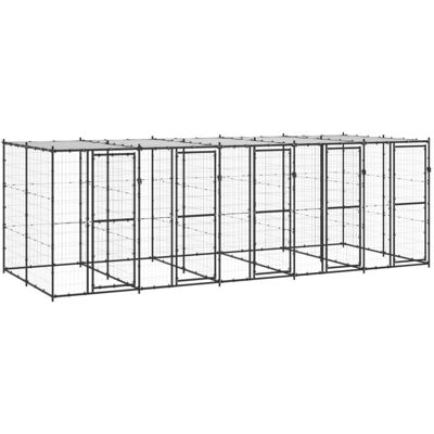 Vidaxl Kojec Dla Psa, Z Zadaszeniem, Stalowy, 12,1 M² Vidaxl Kojec Dla Psa, Z Zadaszeniem, Stalowy, 12,1 M²
