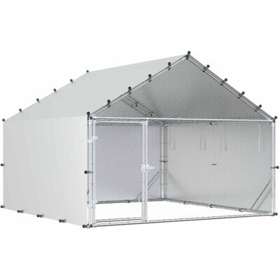 vidaXL Kurnik z dachem srebrny 200 x 200 x 150 cm Stal ocynkowana vidaXL Kurnik z dachem srebrny 200 x 200 x 150 cm Stal ocynkowana