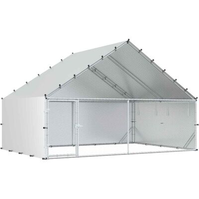 vidaXL Kurnik z dachem srebrny 300 x 200 x 190 cm Stal ocynkowana vidaXL Kurnik z dachem srebrny 300 x 200 x 190 cm Stal ocynkowana
