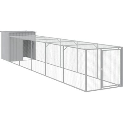 vidaXL Kurnik z wybiegiem, jasnoszary, 110x609x110 cm, stal vidaXL Kurnik z wybiegiem, jasnoszary, 110x609x110 cm, stal