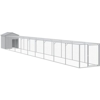 Vidaxl Kurnik Z Wybiegiem, Jasnoszary, 117X1017X123 cm, Stal Vidaxl Kurnik Z Wybiegiem, Jasnoszary, 117X1017X123 cm, Stal