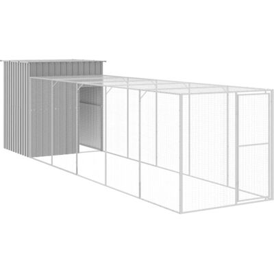 vidaXL Kurnik z wybiegiem, jasnoszary, 165x659x181 cm, stal vidaXL Kurnik z wybiegiem, jasnoszary, 165x659x181 cm, stal