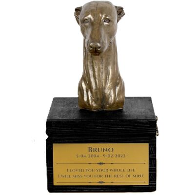 Whippet, Chart angielski - urna z grawerem i rzeźbą psa, ostatnie pożeganie, produkt ręcznie wykonany marki Art-Dog Whippet, Chart angielski - urna z grawerem i rzeźbą psa, ostatnie pożeganie, produkt ręcznie wykonany marki Art-Dog