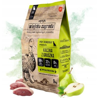 WIEJSKA ZAGRODA KACZKA Z GRUSZKĄ 9 KG - KARMA SUCHA DLA DUŻYCH PSÓW WIEJSKA ZAGRODA KACZKA Z GRUSZKĄ 9 KG - KARMA SUCHA DLA DUŻYCH PSÓW