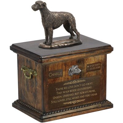 Wilczarz irlandzki, Irish wolfhound - skrzynia pamiątkowa psa, skrzynia ze statuetką, personalizowana skrzynia na psie pamiątki marki Art-Dog Wilczarz irlandzki, Irish wolfhound - skrzynia pamiątkowa psa, skrzynia ze statuetką, personalizowana skrzynia na psie pamiątki marki Art-Dog