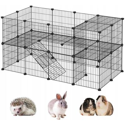 songmics WYBIEG DLA ZWIERZĄT KOJEC 2-POZIOMOWY DLA GRYZONI KRÓLIKA 143x73x46 CZARNY songmics WYBIEG DLA ZWIERZĄT KOJEC 2-POZIOMOWY DLA GRYZONI KRÓLIKA 143x73x46 CZARNY