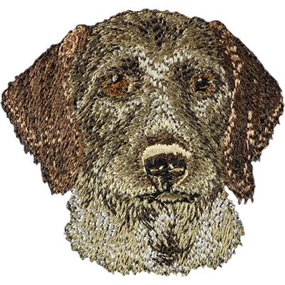 Wyżeł niemiecki szorstkowłosy, Drahthaar - naszywka w kształcie psa, haftowana łatka, unikatowa ozdoba do plecaka marki Art-Dog Wyżeł niemiecki szorstkowłosy, Drahthaar - naszywka w kształcie psa, haftowana łatka, unikatowa ozdoba do plecaka marki Art-Dog