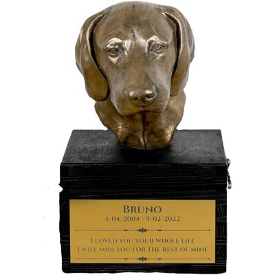 Wyżeł weimarski, Weimaraner - urna z grawerem i rzeźbą psa, ostatnie pożeganie, produkt ręcznie wykonany marki Art-Dog Wyżeł weimarski, Weimaraner - urna z grawerem i rzeźbą psa, ostatnie pożeganie, produkt ręcznie wykonany marki Art-Dog