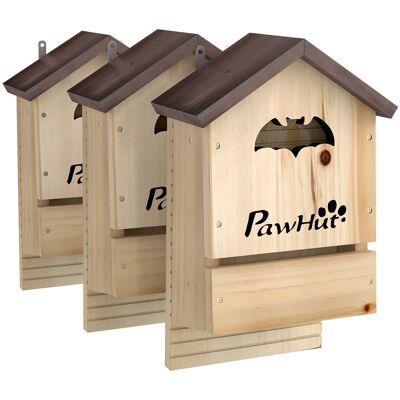 Zestaw 3-częściowy PawHut Bat Box z drewna jodłowego, domek dla nietoperzy, budka lęgowa dla nietoperzy, wisząca do ogrodów, sadów, gospodarstw, 21,.. Zestaw 3-częściowy PawHut Bat Box z drewna jodłowego, domek dla nietoperzy, budka lęgowa dla nietoperzy, wisząca do ogrodów, sadów, gospodarstw, 21,..