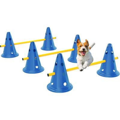 Zestaw do agility PawHut dla psów, 3-częściowy sprzęt do agility z 6 pachołkami, 3 płotkami o regulowanej wysokości, torbą transportową, akcesoriami.. Zestaw do agility PawHut dla psów, 3-częściowy sprzęt do agility z 6 pachołkami, 3 płotkami o regulowanej wysokości, torbą transportową, akcesoriami..