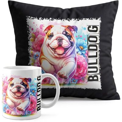 WORLD CASE ZESTAW KUBEK + PODUSZKA CZARNA - PIES PSY PIESEK RASA BULLDOG WORLD CASE ZESTAW KUBEK + PODUSZKA CZARNA - PIES PSY PIESEK RASA BULLDOG