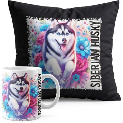 WORLD CASE ZESTAW KUBEK + PODUSZKA CZARNA - PIES PSY PIESEK RASA HUSKY SYBERYJSKI WORLD CASE ZESTAW KUBEK + PODUSZKA CZARNA - PIES PSY PIESEK RASA HUSKY SYBERYJSKI