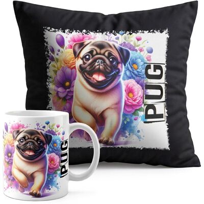 WORLD CASE ZESTAW KUBEK + PODUSZKA CZARNA - PIES PSY PIESEK RASA MOPS PUG WORLD CASE ZESTAW KUBEK + PODUSZKA CZARNA - PIES PSY PIESEK RASA MOPS PUG