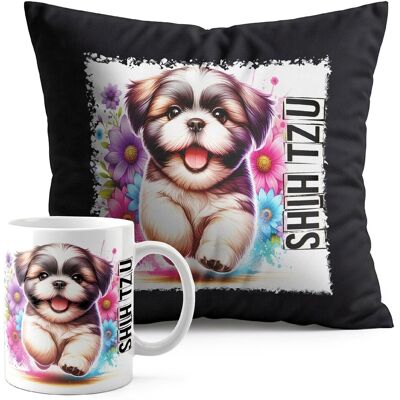 WORLD CASE ZESTAW KUBEK + PODUSZKA CZARNA - PIES PSY PIESEK RASA SHI TZU WORLD CASE ZESTAW KUBEK + PODUSZKA CZARNA - PIES PSY PIESEK RASA SHI TZU
