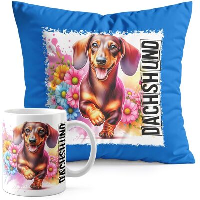 WORLD CASE ZESTAW KUBEK + PODUSZKA NIEBIESKA - PIES RASA JAMNIK DACHSHUND HOT DOG WORLD CASE ZESTAW KUBEK + PODUSZKA NIEBIESKA - PIES RASA JAMNIK DACHSHUND HOT DOG
