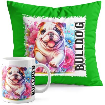 WORLD CASE ZESTAW KUBEK + PODUSZKA ZIELONA - PIES PSY PIESEK RASA BULLDOG WORLD CASE ZESTAW KUBEK + PODUSZKA ZIELONA - PIES PSY PIESEK RASA BULLDOG