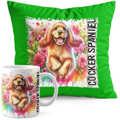 WORLD CASE ZESTAW KUBEK + PODUSZKA ZIELONA - PIES PSY PIESEK RASA COCKER SPANIEL WORLD CASE ZESTAW KUBEK + PODUSZKA ZIELONA - PIES PSY PIESEK RASA COCKER SPANIEL