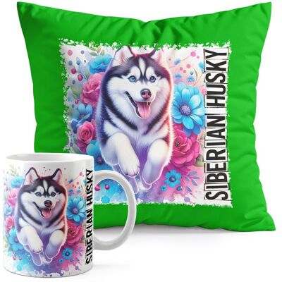 WORLD CASE ZESTAW KUBEK + PODUSZKA ZIELONA - PIES PSY PIESEK RASA HUSKY SYBERYJSKI WORLD CASE ZESTAW KUBEK + PODUSZKA ZIELONA - PIES PSY PIESEK RASA HUSKY SYBERYJSKI