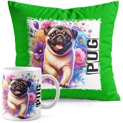 WORLD CASE ZESTAW KUBEK + PODUSZKA ZIELONA - PIES PSY PIESEK RASA MOPS PUG WORLD CASE ZESTAW KUBEK + PODUSZKA ZIELONA - PIES PSY PIESEK RASA MOPS PUG