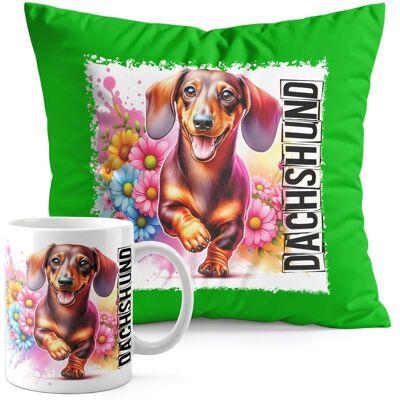 WORLD CASE ZESTAW KUBEK + PODUSZKA ZIELONA - PIES RASA JAMNIK DACHSHUND HOT DOG WORLD CASE ZESTAW KUBEK + PODUSZKA ZIELONA - PIES RASA JAMNIK DACHSHUND HOT DOG