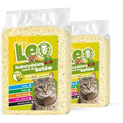 Żwirek LEO Tofu 5kg (2x2,5kg) Kukurydziany - Super chłonny i wydajny Żwirek LEO Tofu 5kg (2x2,5kg) Kukurydziany - Super chłonny i wydajny