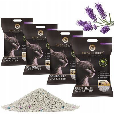 Żwirek naturalny bentonitowy lawendowy premium 20L Royal Furry 4x5L Żwirek naturalny bentonitowy lawendowy premium 20L Royal Furry 4x5L
