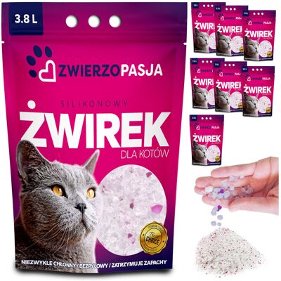 Żwirek Silikonowy Dla Kota Kotów Wydajny Zwierzopasja Komplet 8 X 3,8l Żwirek Silikonowy Dla Kota Kotów Wydajny Zwierzopasja Komplet 8 X 3,8l