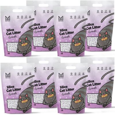 Żwirek silikonowy dla kota lawendowy Mersjo Lavender 8x3,8L Żwirek silikonowy dla kota lawendowy Mersjo Lavender 8x3,8L