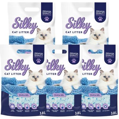 Żwirek silikonowy dla kota Silky 3,8l zestaw 5 szt. Żwirek silikonowy dla kota Silky 3,8l zestaw 5 szt.