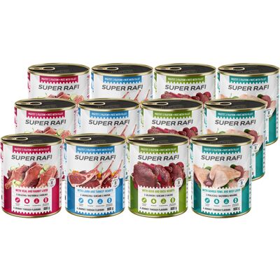 Super Rafi Mokra Karma Dla Psa Mix Smaków Zestaw 12 X 800 G Super Rafi Mokra Karma Dla Psa Mix Smaków Zestaw 12 X 800 G