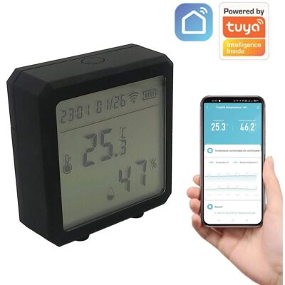 Inny producent Czujnik temperatury i wilgotności WiFi TUYA Czarny Inny producent Czujnik temperatury i wilgotności WiFi TUYA Czarny