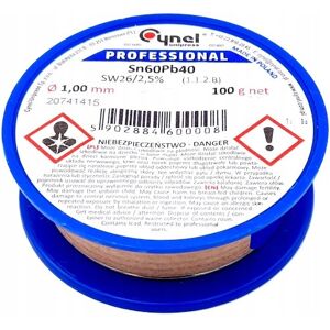 CYNEL Spoiwo lutownicze 1.0 mm 100 g Sn60Pb40 SW26 do lutowania CYNEL Spoiwo lutownicze 1.0 mm 100 g Sn60Pb40 SW26 do lutowania