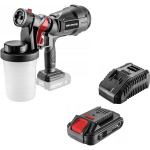 GRAPHITE Pistolet do Malowania Natryskowego HVLP + Bateria 2 Ah + Ładowarka GRAPHITE Pistolet do Malowania Natryskowego HVLP + Bateria 2 Ah + Ładowarka