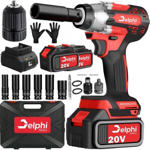 Delphi Klucz Udarowy Akumulatorowy 20v Bezszczotkowy 350nm 2xaku Nasadki Walizka Delphi Klucz Udarowy Akumulatorowy 20v Bezszczotkowy 350nm 2xaku Nasadki Walizka