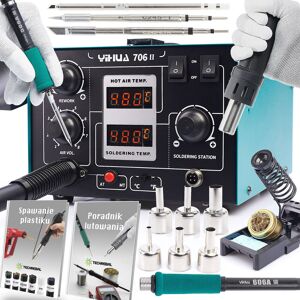 Techrebal Profesjonalna stacja lutownicza 2w1 Hot-Air + system T12 Yihua 706 II + Zestaw 5 dysz(2 kwadratowe, 3 proste) + Kolba t245+4groty Techrebal Profesjonalna stacja lutownicza 2w1 Hot-Air + system T12 Yihua 706 II + Zestaw 5 dysz(2 kwadratowe, 3 proste) + Kolba t245+4groty