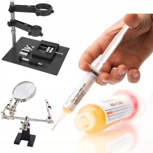 Inny producent Rosfix Platforma Montażowa z Uchwytem do Hotair i PCB – Idealna do Lutowania Wysoka Jakość Zestaw z Topnikiem RMA-223 i Lupą Inny producent Rosfix Platforma Montażowa z Uchwytem do Hotair i PCB – Idealna do Lutowania Wysoka Jakość Zestaw z Topnikiem RMA-223 i Lupą