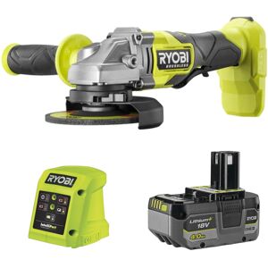 RYOBI Bezszczotkowa Szlifierka Kątowa 125mm+ Akumulator 4Ah+ Ładowarka 1,5A RYOBI Bezszczotkowa Szlifierka Kątowa 125mm+ Akumulator 4Ah+ Ładowarka 1,5A