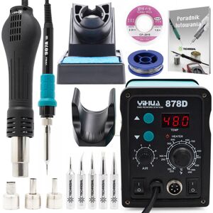 Techrebal Stacja lutownicza 2w1 Yihua 878D + cyna + plecionka + 5 grotów Techrebal Stacja lutownicza 2w1 Yihua 878D + cyna + plecionka + 5 grotów