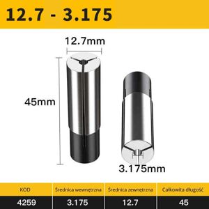 Inny producent Tuleja tulejka zaciskowa redukcyjna adapter Rozmiar: 12.7-10 Inny producent Tuleja tulejka zaciskowa redukcyjna adapter Rozmiar: 12.7-10