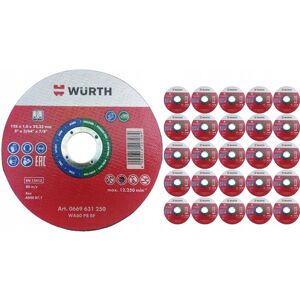 WURTH 25x TARCZA KORUNDOWA RED LINE TNĄCA DO STALI NIERDZEWNEJ 125X1.0MM WURTH 25x TARCZA KORUNDOWA RED LINE TNĄCA DO STALI NIERDZEWNEJ 125X1.0MM