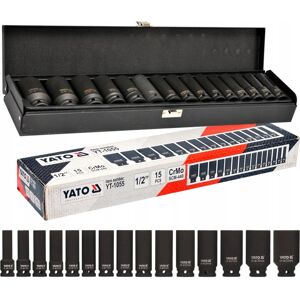 YATO ZESTAW KOMPLET NASADKI KLUCZE UDAROWE DŁUGIE 1/2 15 EL WALIZKA YT-1055 YATO ZESTAW KOMPLET NASADKI KLUCZE UDAROWE DŁUGIE 1/2 15 EL WALIZKA YT-1055