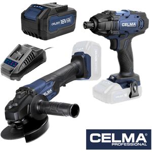 Zestaw CELMA Professional Zakrętarka udarowa WDZ-Li 18OBS + Szlifierka kątowa PRAg-Li 125OBS + 1xAku4Ah + 1xŁad Zestaw CELMA Professional Zakrętarka udarowa WDZ-Li 18OBS + Szlifierka kątowa PRAg-Li 125OBS + 1xAku4Ah + 1xŁad